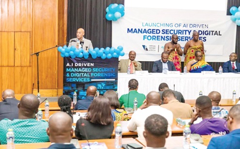 Essam Ahmed, Regional Director for Africa and Pakistan, Exabeam, addressing participants in the launch in Accra Essam Ahmed, Regional Director for Africa and Pakistan, Exabeam, addressing participants in the launch in Accra
