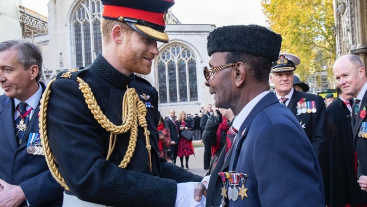 Prince Harry with a special message wishing World War II Veteran Private Joseph Hammond a happy 100th birthday