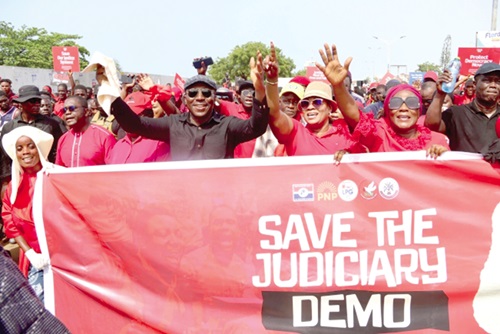 A protest over the Chief Justice's suspension led by the NPP last Monday A protest over the Chief Justice's suspension led by the NPP last Monday