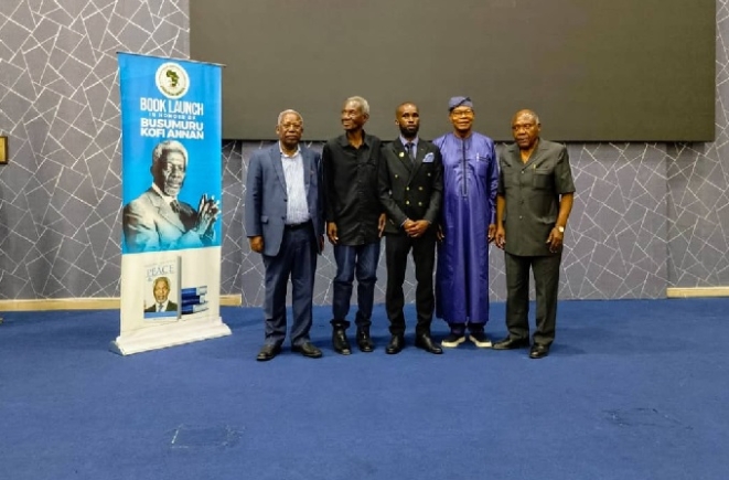 From Left: Mr Kojo Yankah, Founder, Pan-African Heritage World Museum, Mr Kwame Pianim, former Government Official, Peter Panyin Anaman, Executive Director, Global African Heritage Foundation, Dr Mohamed Ibn Chambas, African Union High Representative for Silencing the Guns and H E Amb. Kobina Annan, former Ghana's Ambassador to Morocco and sibling of the late Kofi Annan at the event From Left: Mr Kojo Yankah, Founder, Pan-African Heritage World Museum, Mr Kwame Pianim, former Government Official, Peter Panyin Anaman, Executive Director, Global African Heritage Foundation, Dr Mohamed Ibn Chambas, African Union High Representative for Silencing the Guns and H E Amb. Kobina Annan, former Ghana's Ambassador to Morocco and sibling of the late Kofi Annan at the event
