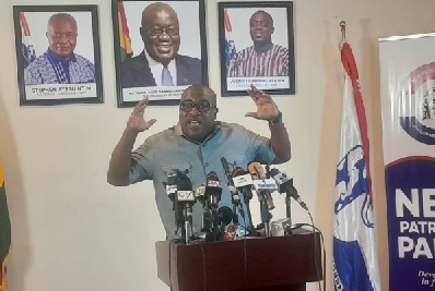 Henry Nana Boakye, NPP National Organiser addressing the press Henry Nana Boakye, NPP National Organiser addressing the press