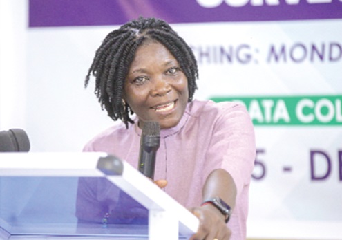 Dr Faustina Frempong-Ainguah (inset), Deputy Government Statistician, speaking at the event. Picture: CALEB VANDERPUYE Dr Faustina Frempong-Ainguah (inset), Deputy Government Statistician, speaking at the event. Picture: CALEB VANDERPUYE