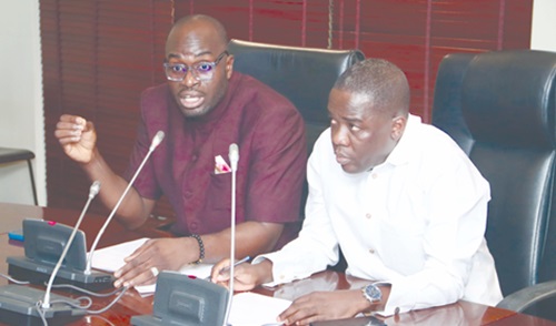 Abdul Kabiru Tiah Mahama (left), MP for Walewale, addressing the press conference. With him is Ralph Poku-Adusei, MP for Bekwai. Picture: ELVIS NII NOI DOWUONA Abdul Kabiru Tiah Mahama (left), MP for Walewale, addressing the press conference. With him is Ralph Poku-Adusei, MP for Bekwai. Picture: ELVIS NII NOI DOWUONA