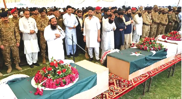 A funeral taking place near Lahore last week after India launched missile strikes A funeral taking place near Lahore last week after India launched missile strikes