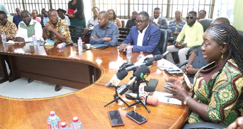 Elizabeth Ofosu-Agyare (right), Minister of Trade, Agribusiness and Industry, with the leadership of Ghana Union of Traders’ Association, on pricing of goods and services at a ceremony in Accra. Picture: SAMUEL TEI ADANO Elizabeth Ofosu-Agyare (right), Minister of Trade, Agribusiness and Industry, with the leadership of Ghana Union of Traders’ Association, on pricing of goods and services at a ceremony in Accra. Picture: SAMUEL TEI ADANO