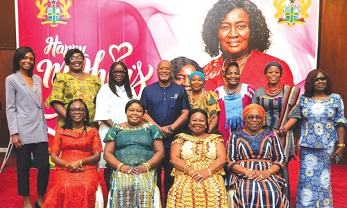 Dr Oum-Kalsoum Zakaria Adam (standing right), Public Health Advocate, with Alex Segbefia (back row 4th from left), Chief of Staff, Office of the Vice President, and other women Dr Oum-Kalsoum Zakaria Adam (standing right), Public Health Advocate, with Alex Segbefia (back row 4th from left), Chief of Staff, Office of the Vice President, and other women