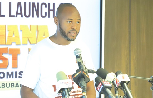 Latif Abubakar, Ghanaian Playwright and Chief Executive Officer of Globe Productions, addressing participants in the launch. Picture: EDNA SALVO KOTEY Latif Abubakar, Ghanaian Playwright and Chief Executive Officer of Globe Productions, addressing participants in the launch. Picture: EDNA SALVO KOTEY