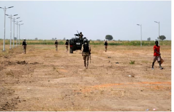 Nigerian Security Forces patrol outside Ngarannam in Ngarannam, Borno State, Nigeria October 21, 2022. REUTERS/Christophe Van Der Perre/File Photo/File Photo Purchase Licensing Rights Nigerian Security Forces patrol outside Ngarannam in Ngarannam, Borno State, Nigeria October 21, 2022. REUTERS/Christophe Van Der Perre/File Photo/File Photo Purchase Licensing Rights