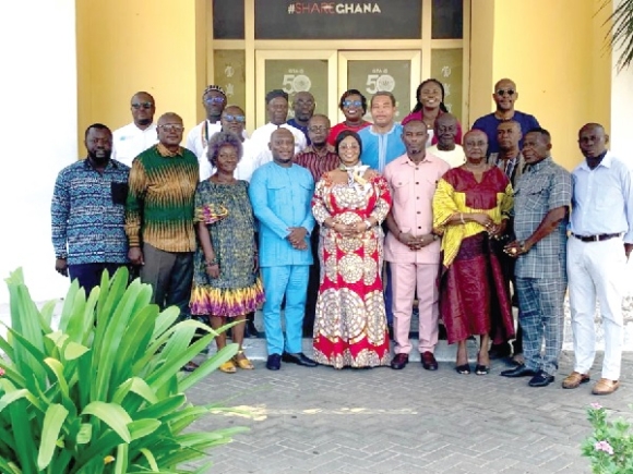 Maame Efua Houadjeto (middle in front row), the Chief Executive Officer of GTA; Bright Asempa Tsadidey (4th from left), the Director of Corporate Affairs; Rev. Jones Aruna Nelson (4th from right), the Director of the PPP Department with stakeholders in the tourism sector after the ceremony GTA role out PPP arrangements to reduce hotel rates
