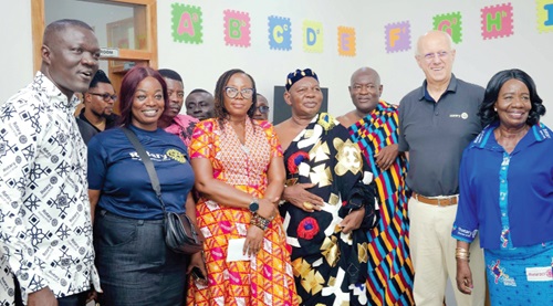 Victor Yaw Asante (left), FirstBank Ghana MD; Emily Amponsah (3rd from left), Municipal Health Director of Akuapem South; Nana Oteng Kuranchie I (4th from left), Chief of Berekuso; Mario César Martins de Camargo (2nd from right), Rotary International President-elect, and other dignitaries during the event Victor Yaw Asante (left), FirstBank Ghana MD; Emily Amponsah (3rd from left), Municipal Health Director of Akuapem South; Nana Oteng Kuranchie I (4th from left), Chief of Berekuso; Mario César Martins de Camargo (2nd from right), Rotary International President-elect, and other dignitaries during the event