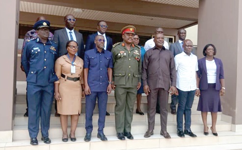 Lt General William Agyapong (middle), Chief of Defence Staff, with Prof. Ahmed Abdulai Jinapor (3rd from right), and a team of military officers and staff of GTEC Lt General William Agyapong (middle), Chief of Defence Staff, with Prof. Ahmed Abdulai Jinapor (3rd from right), and a team of military officers and staff of GTEC