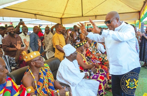 President Mahama exchanging pleasantries with some chiefs in Dodowa President Mahama exchanging pleasantries with some chiefs in Dodowa
