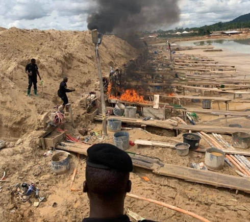 Wassa Gyapa: 13 arrested for illegal mining; over 120 changfang machines destroyed