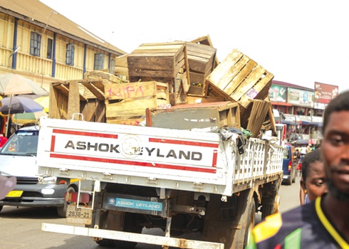 Seized structures loaded onto the a truck en route to the AMA office 