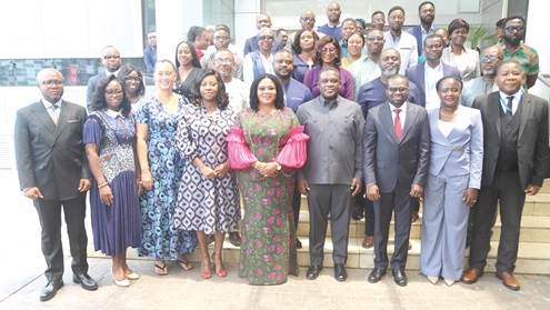 Sam Nartey George (4th from right), Minister of Communication, Digital Technology and Innovation, and Agnes Naa Momo Lartey (5th from left), Minister for Gender, Children and Social Protection, with other guests. Picture: SAMUEL TEI ADANO Sam Nartey George (4th from right), Minister of Communication, Digital Technology and Innovation, and Agnes Naa Momo Lartey (5th from left), Minister for Gender, Children and Social Protection, with other guests. Picture: SAMUEL TEI ADANO