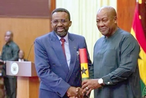 FLASHBACK: President John Mahama (right) handing over the scroll of office to Dr Johnson Asiama, Governor of the Bank of Ghana FLASHBACK: President John Mahama (right) handing over the scroll of office to Dr Johnson Asiama, Governor of the Bank of Ghana