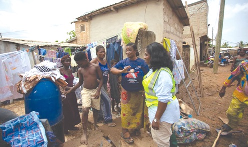 Flood survivors speak to Ms Manu about the loss of their properties Flood survivors speak to Ms Manu about the loss of their properties