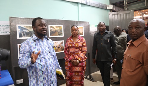 Dignitaries during a tour of the Welding Demonstration Centre and innovation hub at ATU in Accra Picture: EDNA SALVO KOTEY
