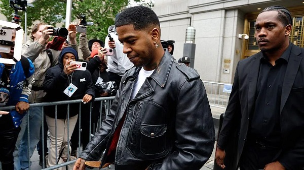 Scott Mescudi, or Kid Cudi, leaves the Lower Manhattan courthouse after testifying in the Diddy trial.