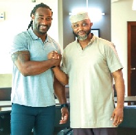 • Isaiah Stanback (left) with Yaw Ampofo Ankrah, National Sports Authority boss • Isaiah Stanback (left) with Yaw Ampofo Ankrah, National Sports Authority boss