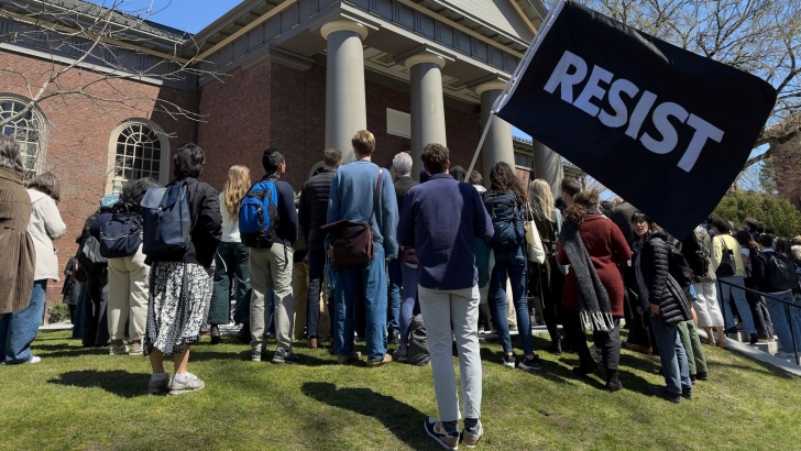 Harvard students at a rally in April. Pic: AP Harvard students at a rally in April. Pic: AP