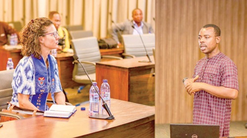 Ernest Teye (right), Professor of Food Integrity Engineering at UCC, and Harriet Thompson, the British High Commissioner to Ghana, during the event Ernest Teye (right), Professor of Food Integrity Engineering at UCC, and Harriet Thompson, the British High Commissioner to Ghana, during the event