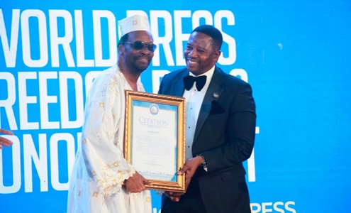 Cameron Duodu (left) receiving an award at this year’s GJA World Press Freedom Day and Honours Awards Night Cameron Duodu (left) receiving an award at this year’s GJA World Press Freedom Day and Honours Awards Night
