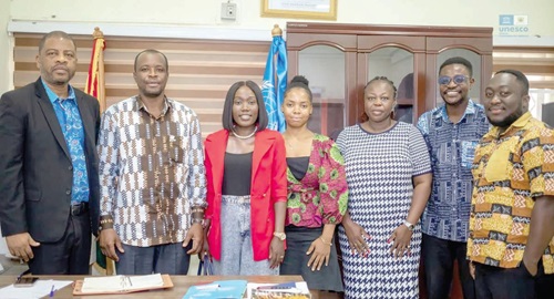 Sandra Amarquaye (3rd from left), Corporate Communications Manager, Karpowership Ghana, with Dr Osman T. Bamba (2nd from left), Executive Secretary, Ghana Commission for UNESCO, after the courtesy call. With them are officials of UNESCO and Karpowership Ghana