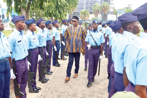 Dr Clement Abas Apaak (arrowed), Deputy Minister of Education, inspecting a cadet parade. Picture: ELVIS NII NOI DOWUONA Dr Clement Abas Apaak (arrowed), Deputy Minister of Education, inspecting a cadet parade. Picture: ELVIS NII NOI DOWUONA