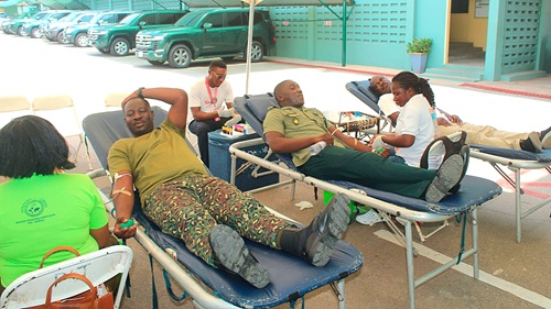 Some Immigration officers donating blood during the exercise. Picture: ERNEST KODZI Some Immigration officers donating blood during the exercise. Picture: ERNEST KODZI