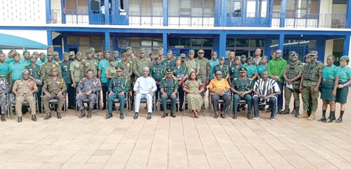 Mohammed-Mubarak Muntaka (seated middle), Minister for the Interior, with some security officers in Tamale Mohammed-Mubarak Muntaka (seated middle), Minister for the Interior, with some security officers in Tamale