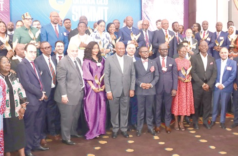 President John Mahama (6th from right) with Ernest De-Graft Egyir (5th from right), Founder, CEO Summit; Moses Baiden (2nd from right), CEO, Margins Group, and the award winners at the event in Accra. Picture: ELVIS NII NOI DOWUONA President John Mahama (6th from right) with Ernest De-Graft Egyir (5th from right), Founder, CEO Summit; Moses Baiden (2nd from right), CEO, Margins Group, and the award winners at the event in Accra. Picture: ELVIS NII NOI DOWUONA