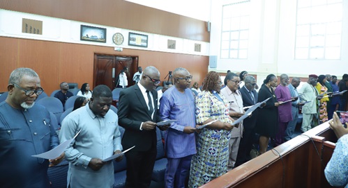 Swearing in members of the National Media Commission. Picture: EDNA SALVO KOTEY