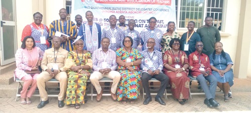 Christian Yaw Adinkra (4th from left), Chairman of GNAT, Madina Adenta Abokobi District, and Philippa Larsen (5th from right), former National President and other delegates after the ceremony Christian Yaw Adinkra (4th from left), Chairman of GNAT, Madina Adenta Abokobi District, and Philippa Larsen (5th from right), former National President and other delegates after the ceremony
