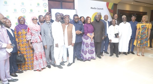 Elvis Afriyie Ankrah (arrowed), Chairman, Planning Committee, National Prayer and Thanksgiving Day, with some members after the launch. Picture: SAMUEL TEI ADANO Elvis Afriyie Ankrah (arrowed), Chairman, Planning Committee, National Prayer and Thanksgiving Day, with some members after the launch. Picture: SAMUEL TEI ADANO