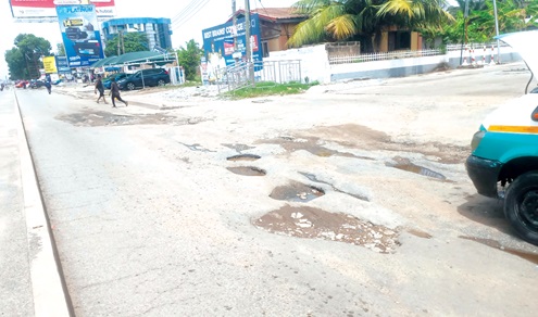 Potholes on the Kaneshie-Odorkor Highway in Accra