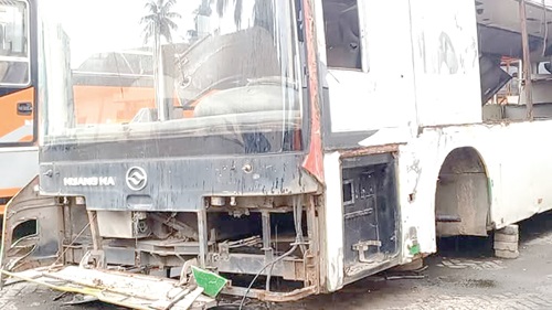One of the non operational buses at the MMT bus terminal in Cape Coast One of the non operational buses at the MMT bus terminal in Cape Coast