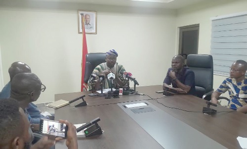 Osmend Amuah, Deputy CEO of the National Food Buffer Stock Company, speaking at the press briefing