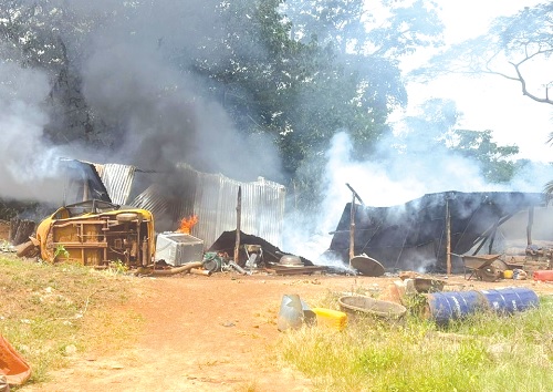 A galamsey operational centre set on ablaze