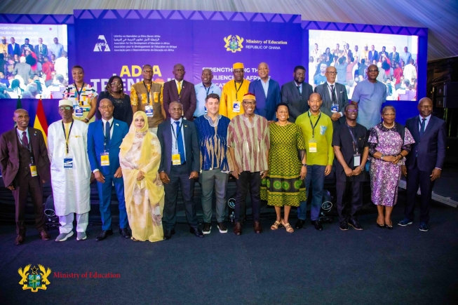 Dr Clement Abass Apaak (arrowed), Deputy Minister of Education, with some of the dignitaries at the closing of the 2025 Triennale on Education and Training of the Association for the Development of Education in Africa
