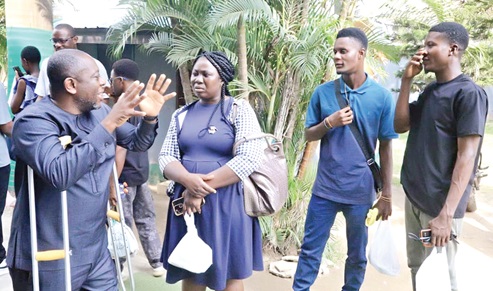 Prof. Alexander Preko (left) interacting with some of the participants in the seminar 