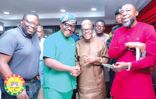 Alban S. K. Bagbin — Speaker of Parliament, interacting with some media practitioners after the Editors Forum