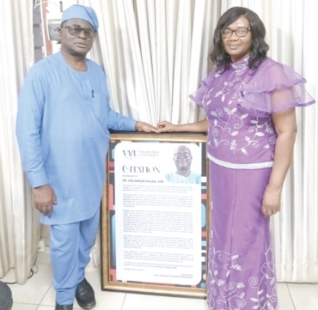 Pastor Joe Aaron Hagan and his wife, Florence after receiving his citation