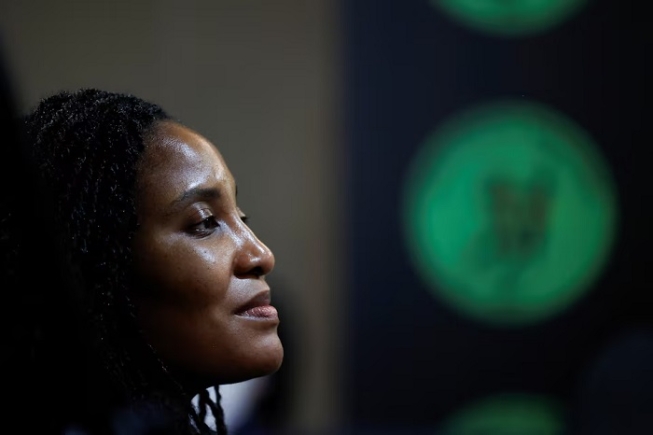 Duduzile Zuma, daughter of South Africa's former President Jacob Zuma, looks on during a press briefing on the outcomes of the uMkhonto weSizwe Party (MKP) National High Command Meeting in Johannesburg, South Africa, October 11, 2024. REUTERS/Alet Pretorius