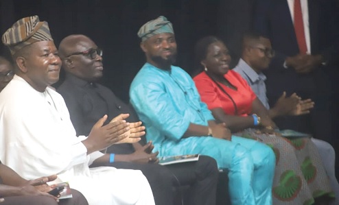 Edmond Moukala (left), UNESCO Country Director for Ghana, with some GJA Executives 