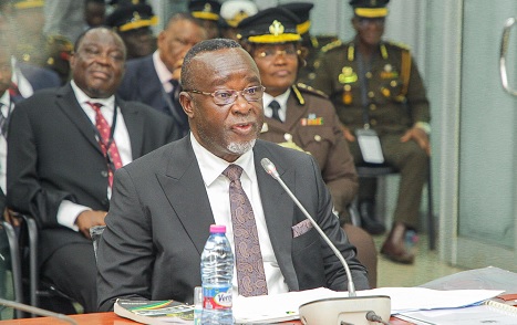 Justice Paul Baffoe-Bonnie, Chief Justice nominee, answering questions before the Appointments Committee.  Picture: CALEB VANDERPUYE 