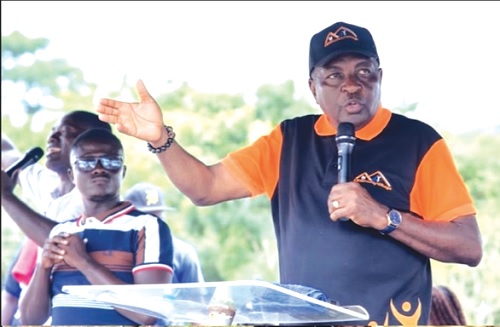 Rev. Dr Steve Mensah speaking at the 10th anniversary of the Charismatic Evangelistic Ministry 