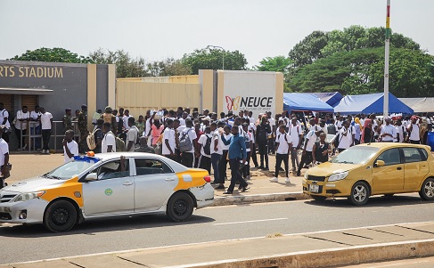 Some of the recruits outside the El-Wak Sports Stadium