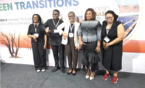 Noah Gyimah (2nd from left), Chief Investment Officer of JGC, with Indileni N. Daniel (3rd from left), the Namibian Minister of Environment, Forestry and Tourism, and other officials from Namibia and the JGC