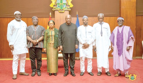 President John Dramani Mahama (middle) with some members of the Hajj Board